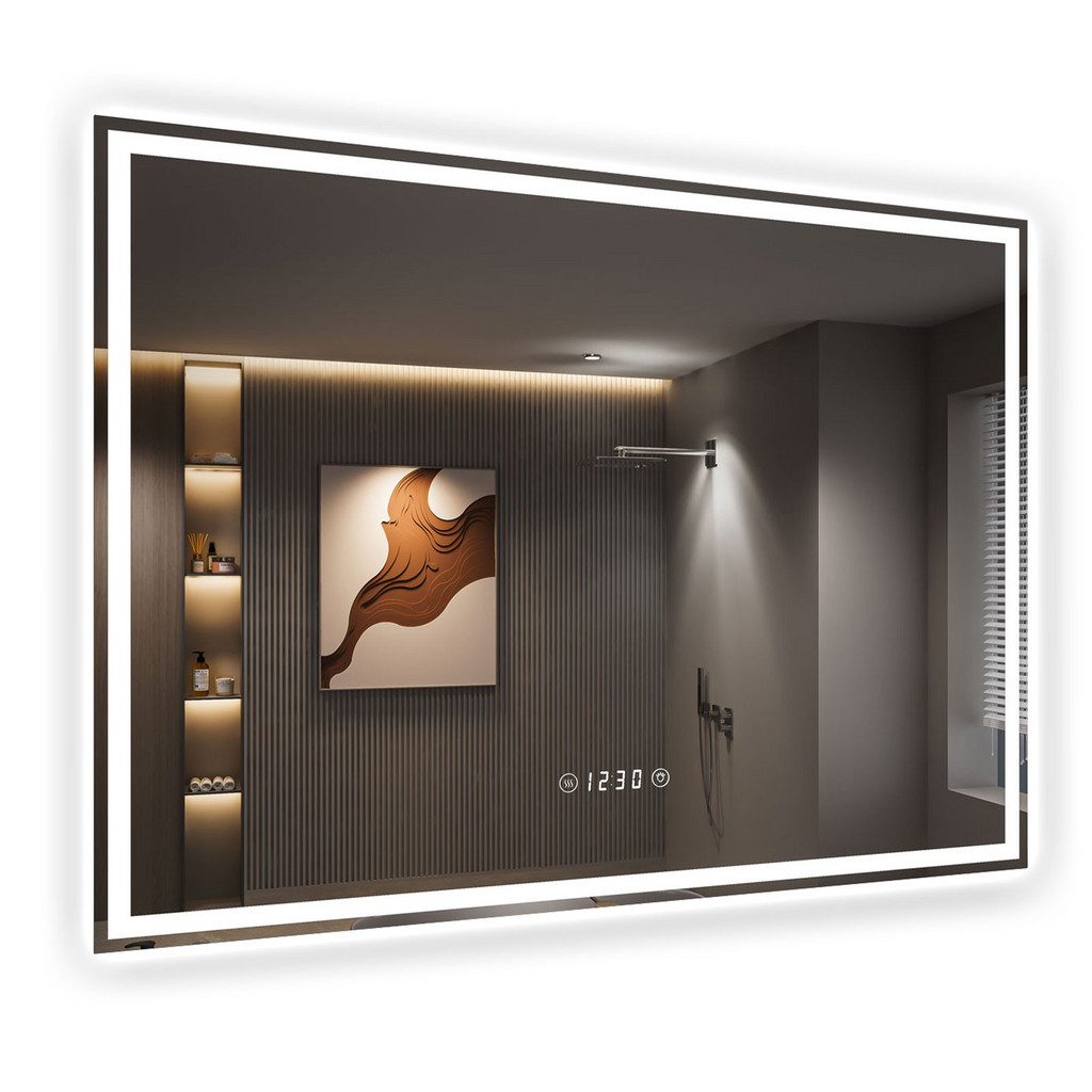 DRIPEX Badspiegel mit LED und Uhr