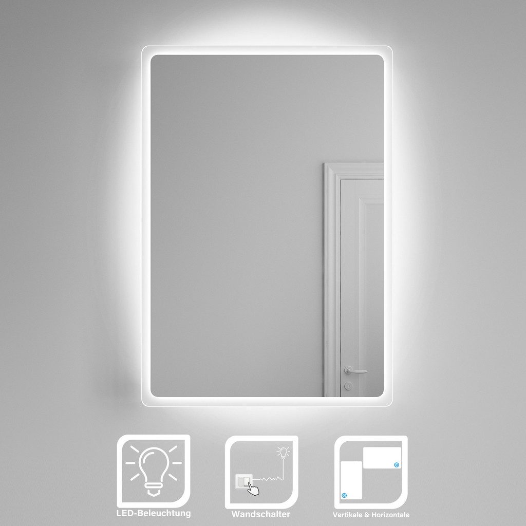 SONNI LED Badspiegel 40x60cm IP44 Kaltweiß